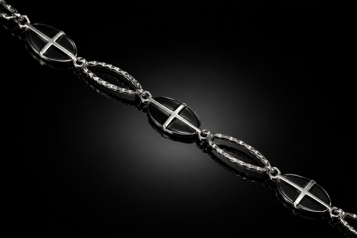 7.5" Enamel-Finished Stainless Steel Cross Bracelet with 1.5" Extender