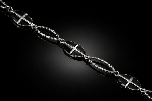 7.5" Enamel-Finished Stainless Steel Cross Bracelet with 1.5" Extender