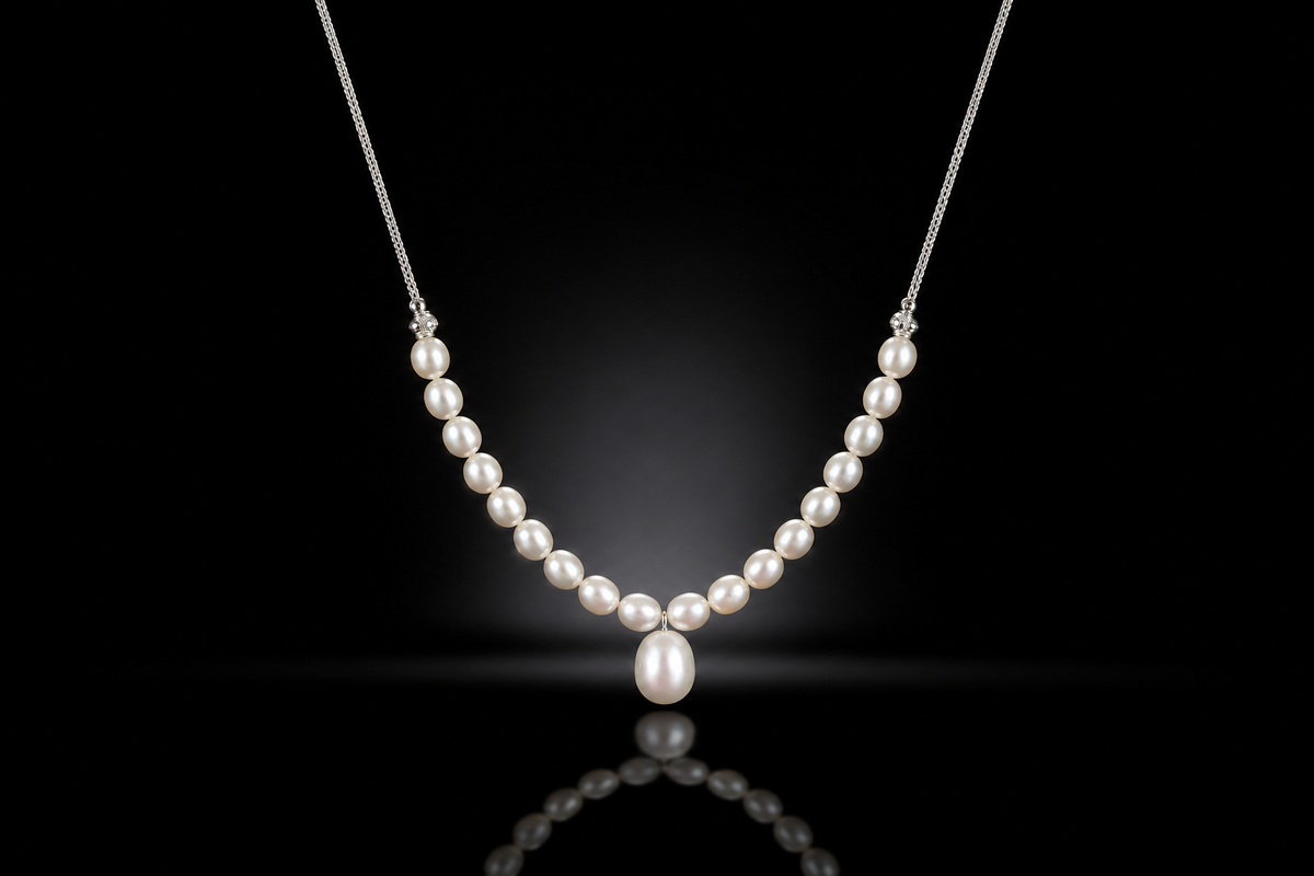 925 Sterling Silver Genuine Freshwater Pearl Necklace 18" + 2" ext