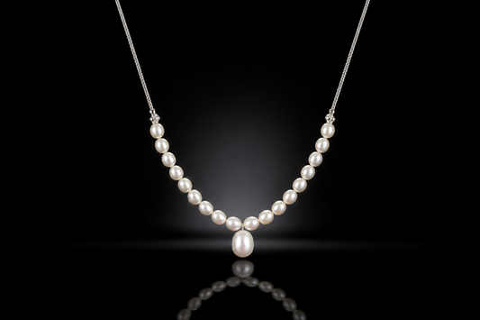 925 Sterling Silver Genuine Freshwater Pearl Necklace 18" + 2" ext