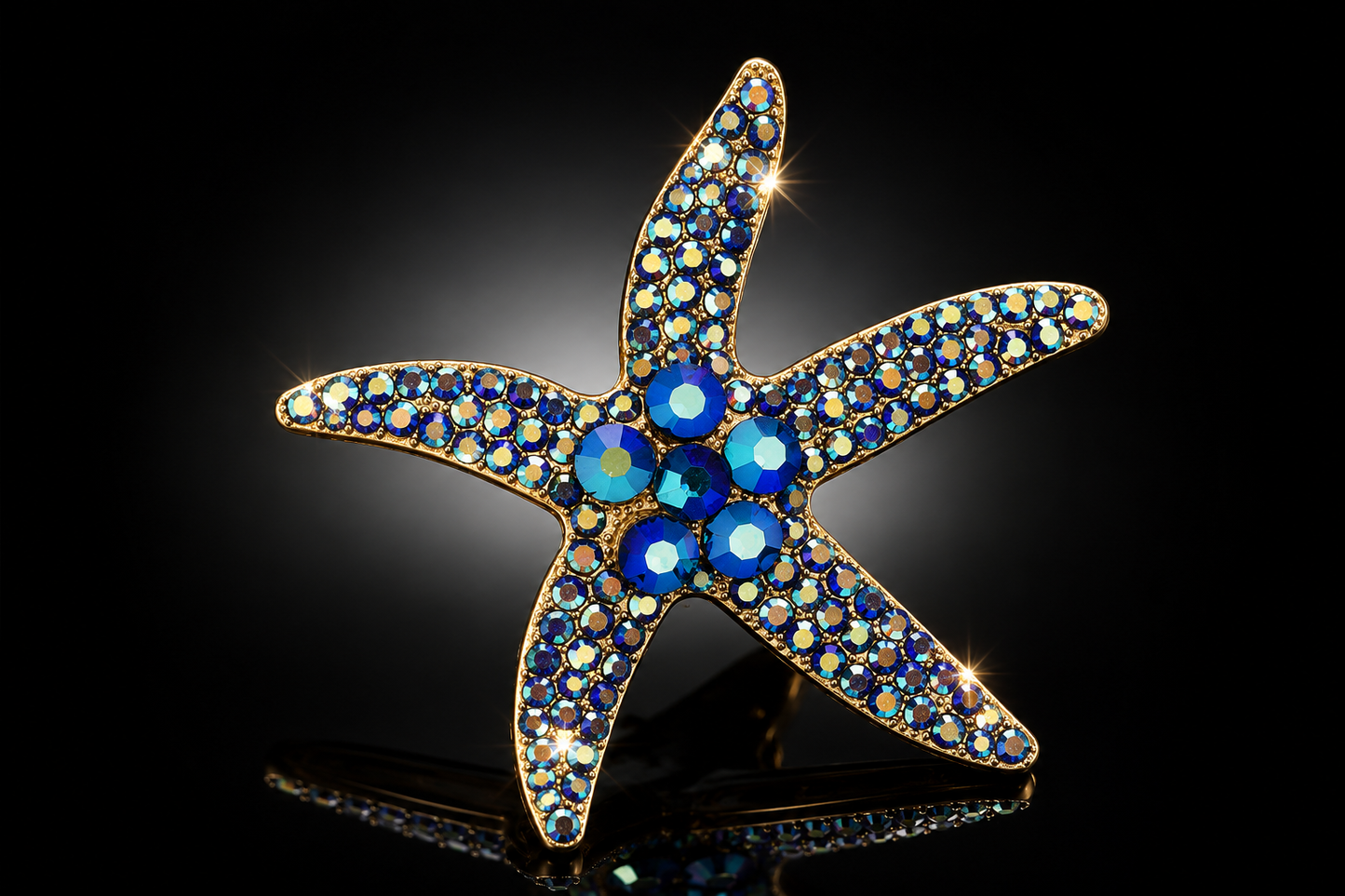 Genuine Swarovski Crystal Starfish Brooch, 52mm