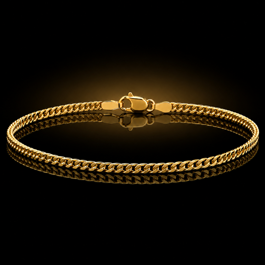 10kt Yellow Gold 2.5mm Curb Link Bracelet, 9"