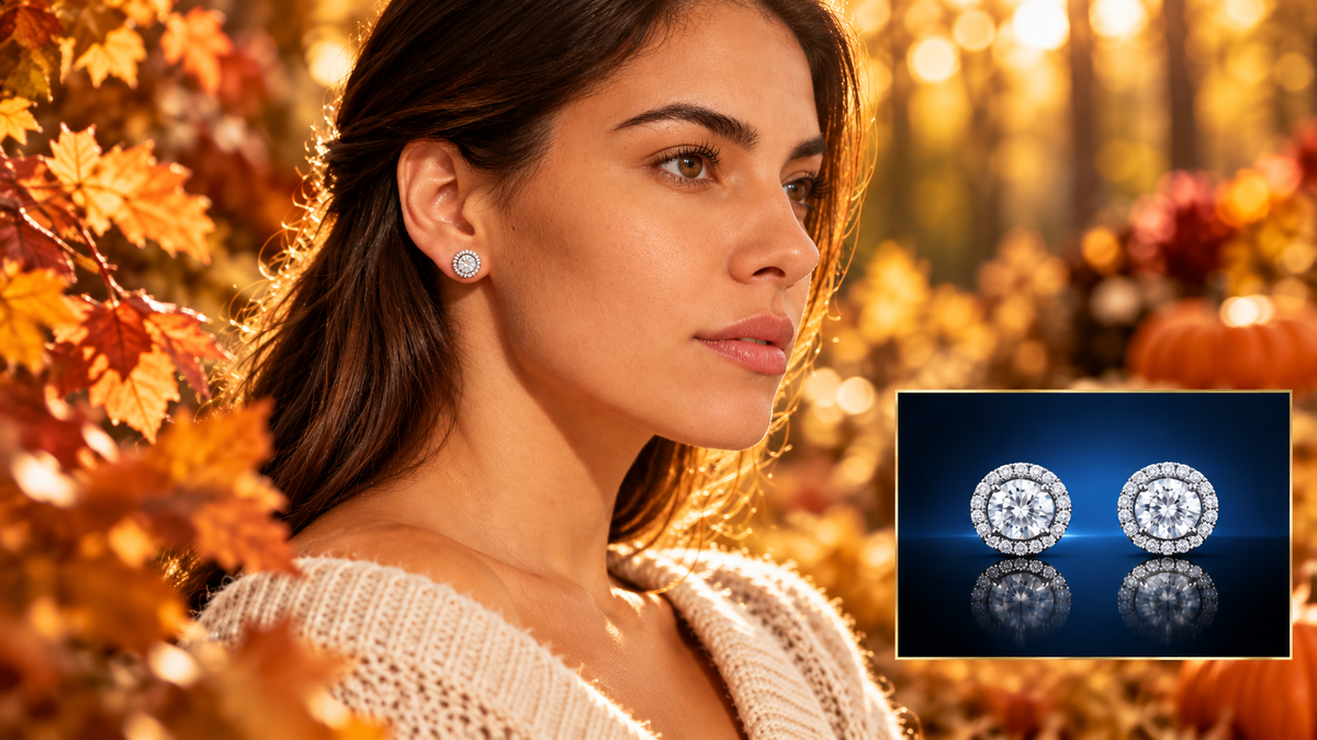 14kt White Gold Finished 5 CTW Diamond Crystalline Halo Stud Earrings by Anna Zuckerman