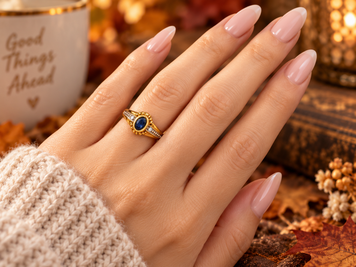 Vintage 18kt Yellow Gold Genuine Sapphire & Diamond Ring, Circa 1930s