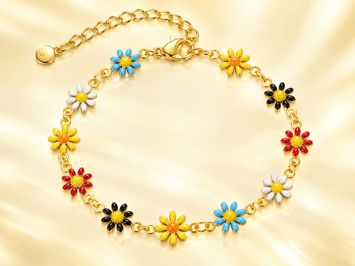 Enamel Flower Garden Bracelet - 1630