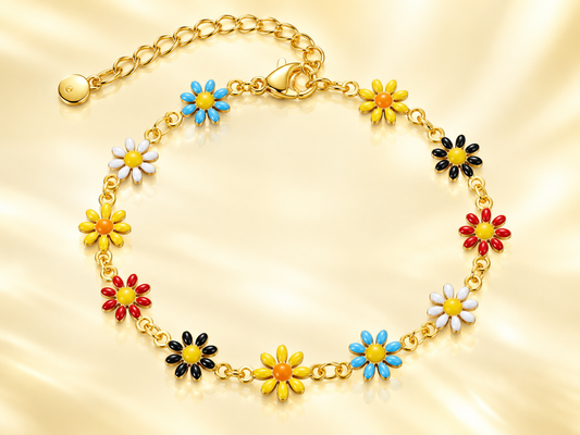 Enamel Flower Garden Bracelet - 1630