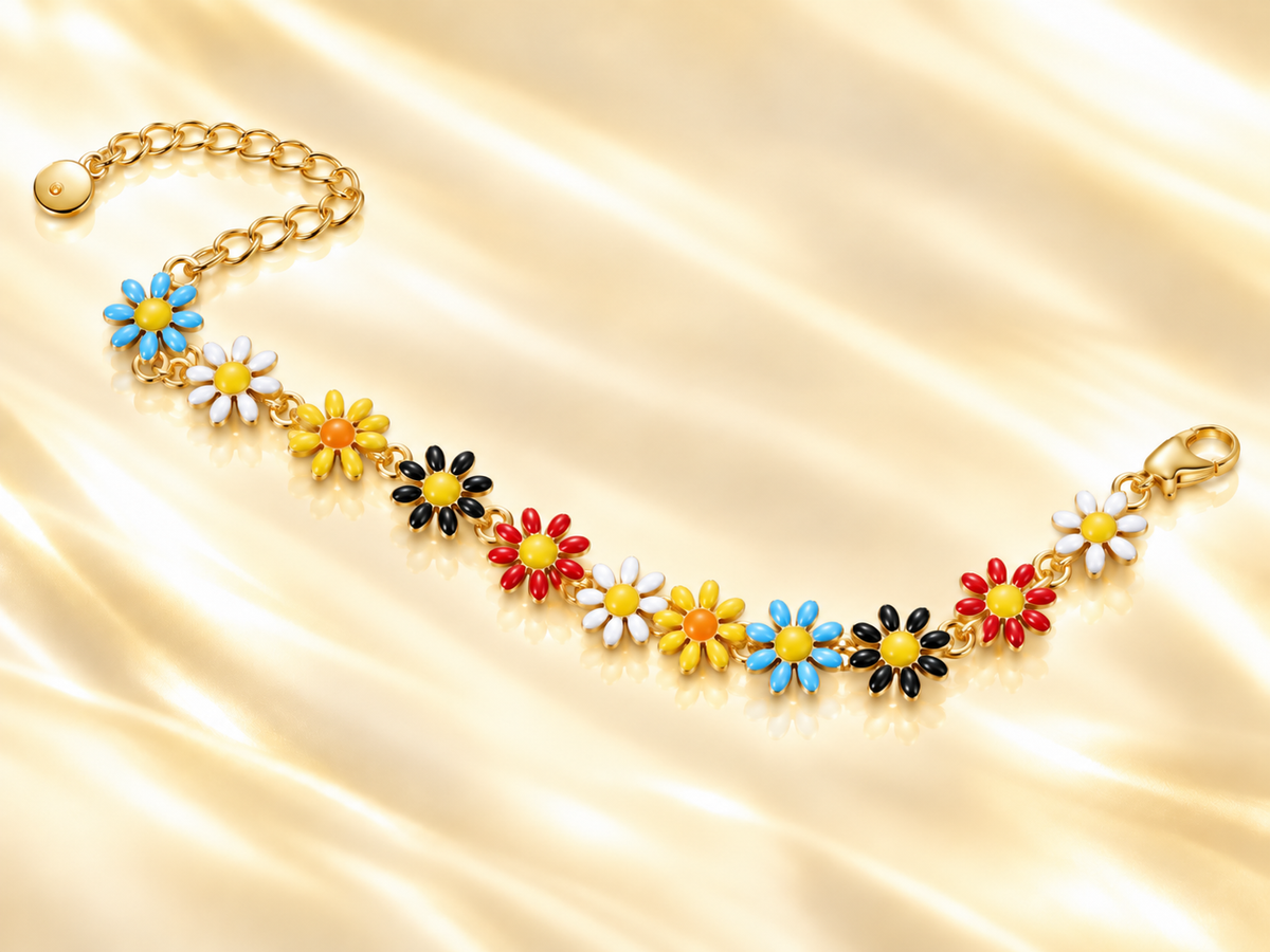 Enamel Flower Garden Bracelet - 1630