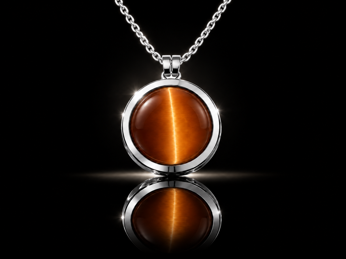 25mm Interchangeable Pendant Coin & Burnt Orange Cat's Eye