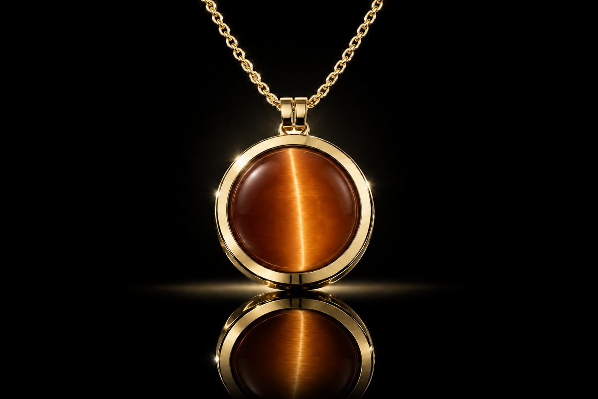 25mm Interchangeable Pendant Coin & Burnt Orange Cat's Eye
