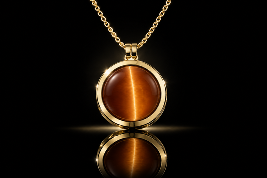 25mm Interchangeable Pendant Coin & Burnt Orange Cat's Eye