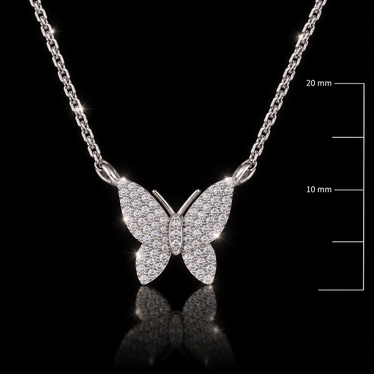 Diamond Butterfly Pendant Necklace – 75 Natural Diamonds in Triple Rhodium Finished Sterling Silver