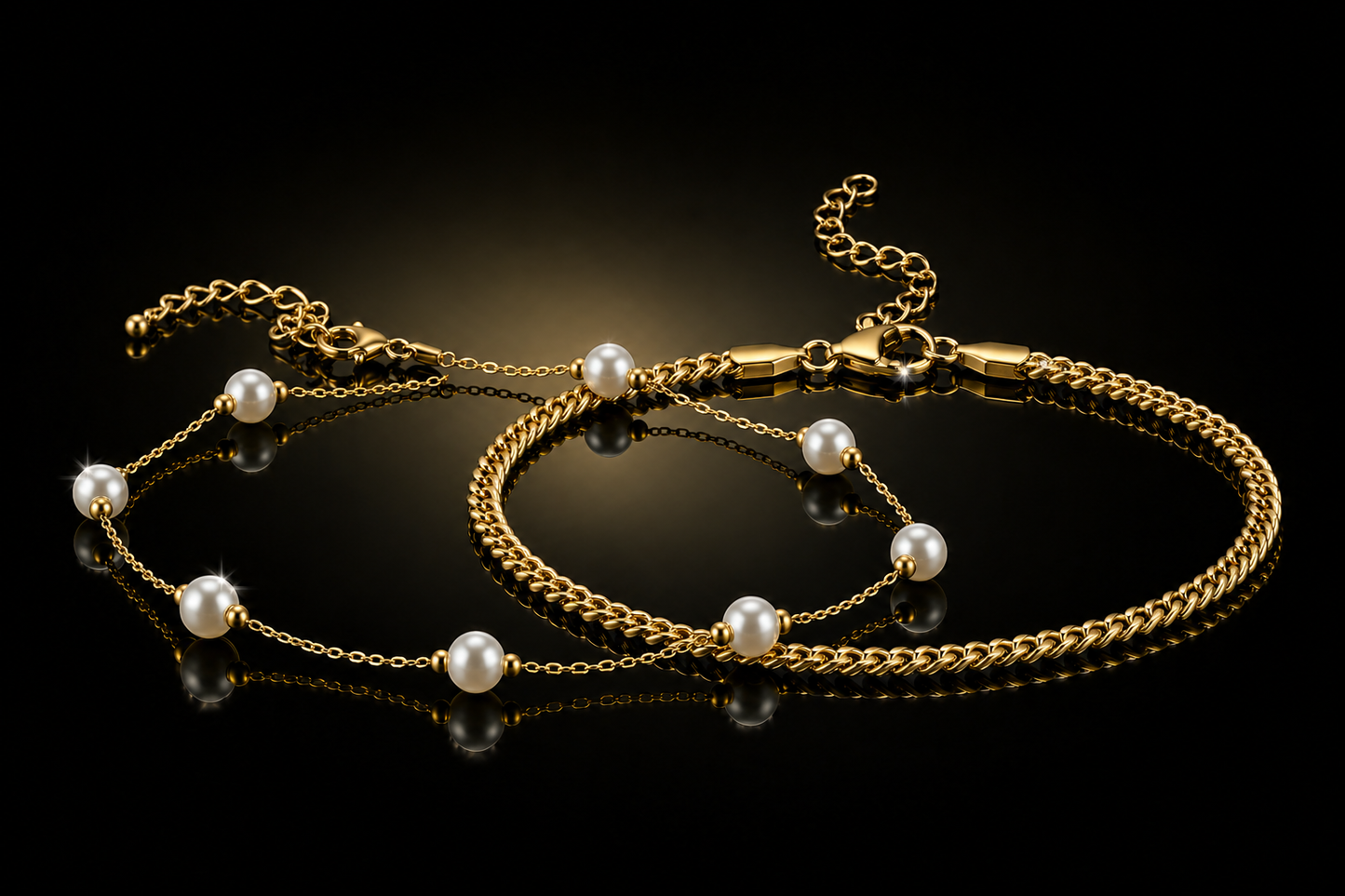 14KT. YELLOW GOLD FINISHED ANKLETS