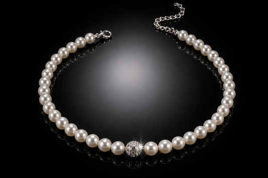 8mm Faux Pearl 3-Piece Set with Pavé Crystal Accent Beads