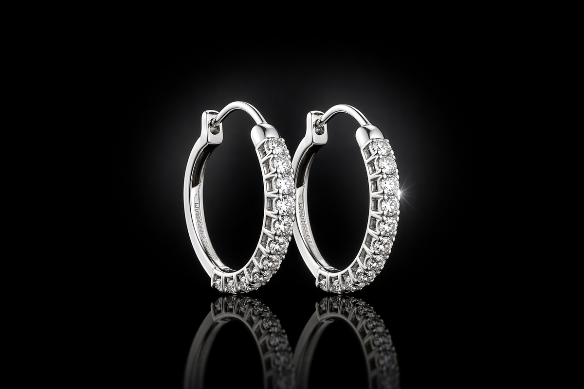 925 Triple Rhodium Finished 1.50 CTW Lab-Grown White Sapphire 20 mm Hoop Earrings