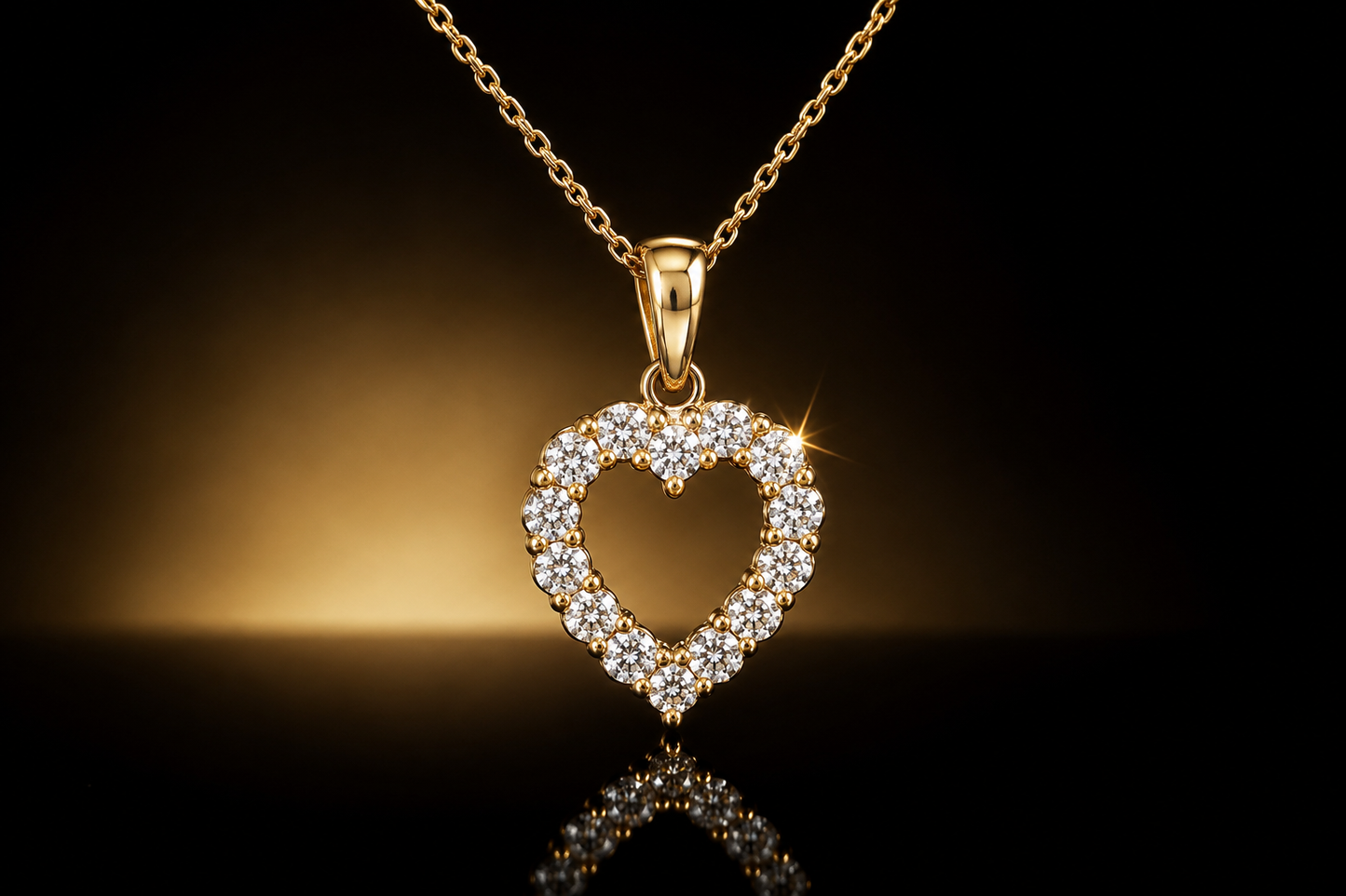 14K Yellow Gold Vintage .50 ctw Natural Diamond Heart Pendant Necklace, 18"