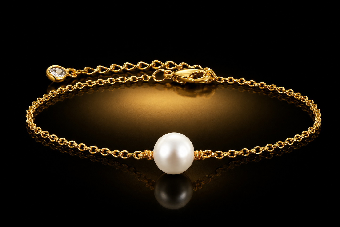 18K Yellow Gold over Titanium Stainless Steel 8mm Freshwater Pearl Bracelet