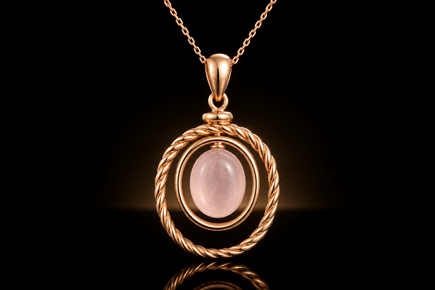 14K Rose Gold over Sterling Silver Genuine Rose Quartz Pendant & Earrings