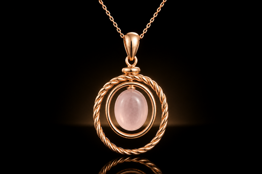 14K Rose Gold over Sterling Silver Genuine Rose Quartz Pendant & Earrings