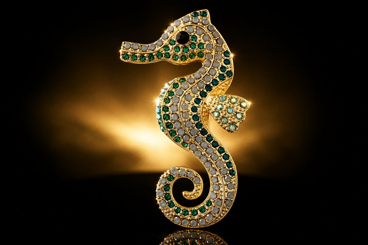 63mm Multi-Color Swarovski Crystal Seahorse Brooch