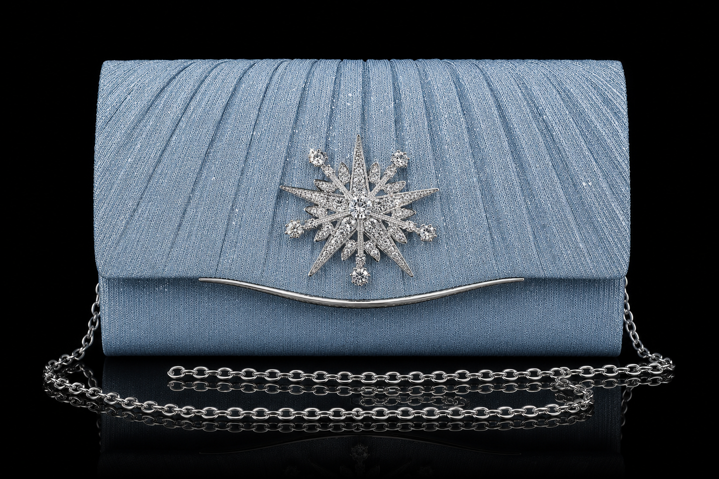Vintage-Style Millgrain Crystal Starburst/Snowflake Brooch, 65mm