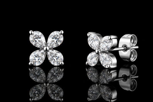 18kt Gold/Rhodium-Finished Titanium Steel Petal Stud Earrings