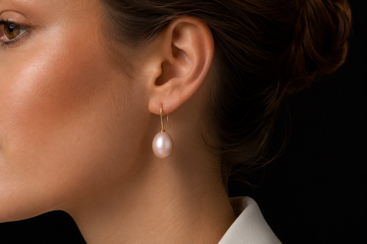 14 kt. Yellow Gold 7 mm Blush Pink Freshwater Pearl Earrings