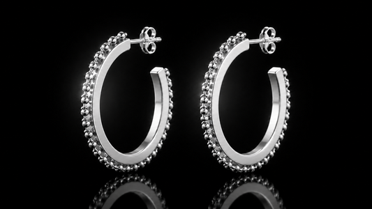 14 kt./Rhodium 36 mm PVD Beaded Hoop Earrings