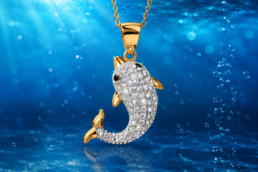 Pave’ Dolphin Pendant -- 18" Chain