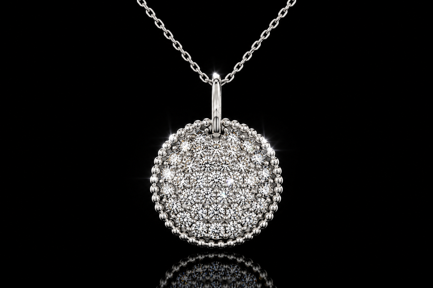 925 Triple Rhodium Finished 1.57 ctw. LG Diamond Pave’ Pendant 18" Chain