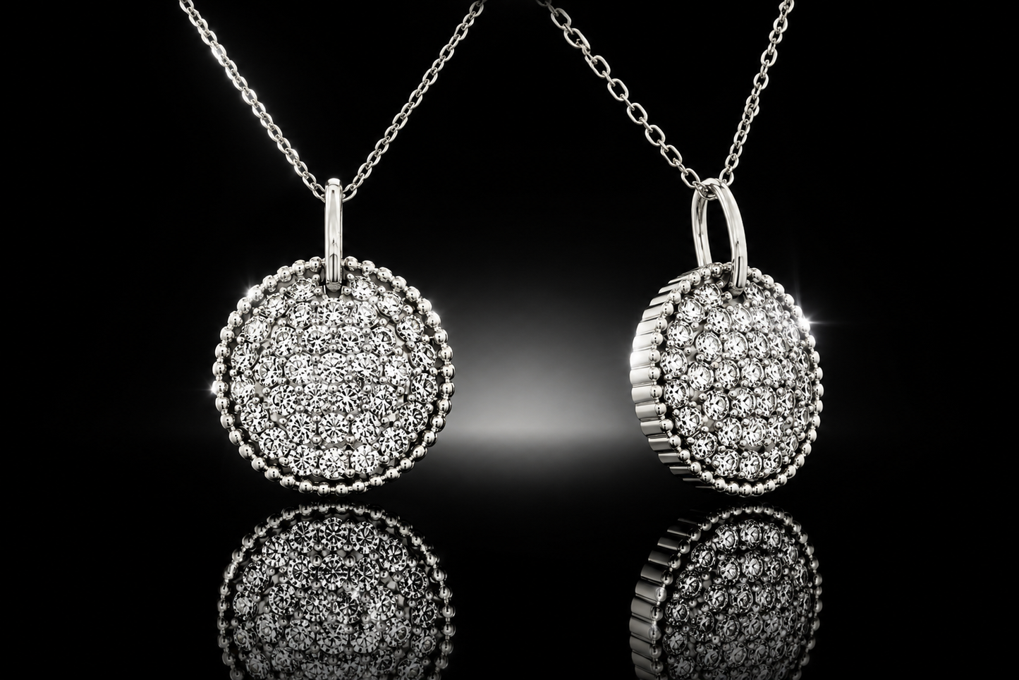 925 Triple Rhodium Finished 1.57 ctw. LG Diamond Pave’ Pendant 18" Chain