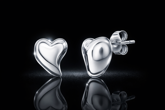 Sterling Silver Puffed Heart Earrings