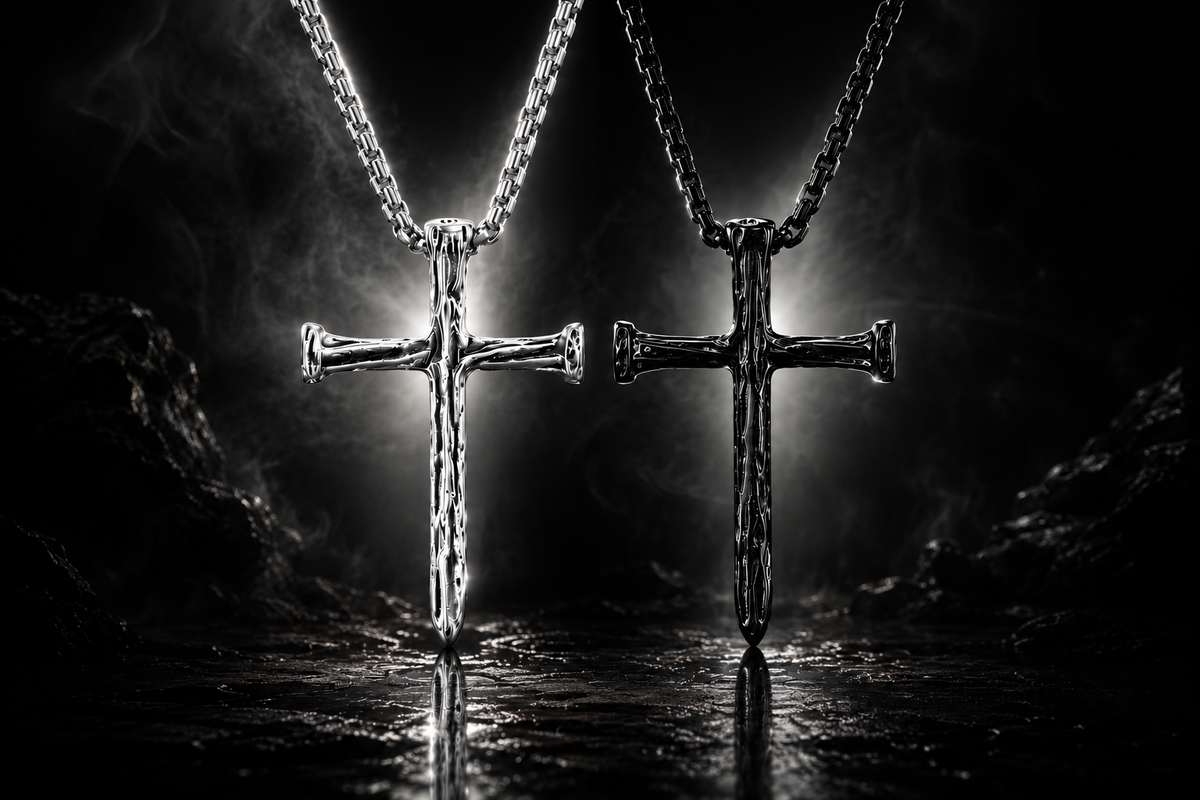 Men's Stainless Steel Textured Cross Pendant