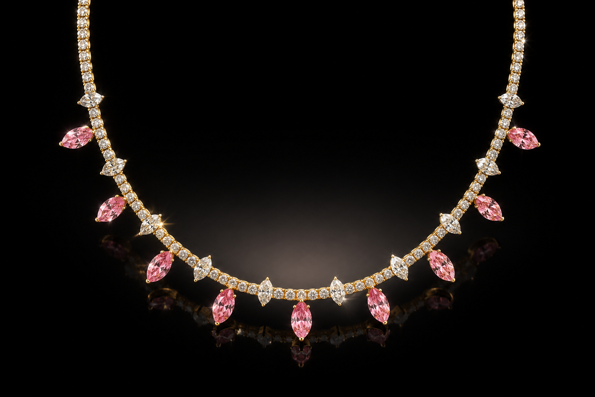 14.5 ctw LG White Sapphire 2mm Marquee and Round Tennis Necklace 16"+2" ext