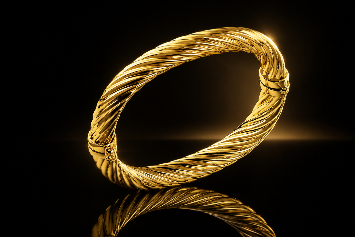18 kt. Yellow Gold Bonded Twisted Hinged  Bangle by UNOAERRE