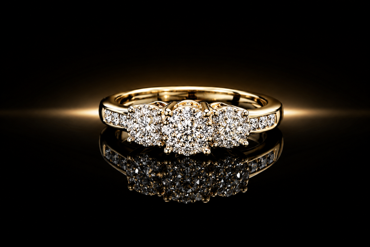 14 kt. Yellow Gold Circa 1970's .50 ctw. Diamond Cluster Ring