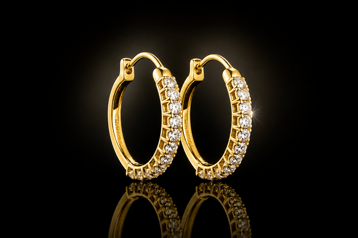 14 kt. Yellow Gold Over Sterling Silver 1.5 ctw. LG White Sapphire 20 mm Hoops