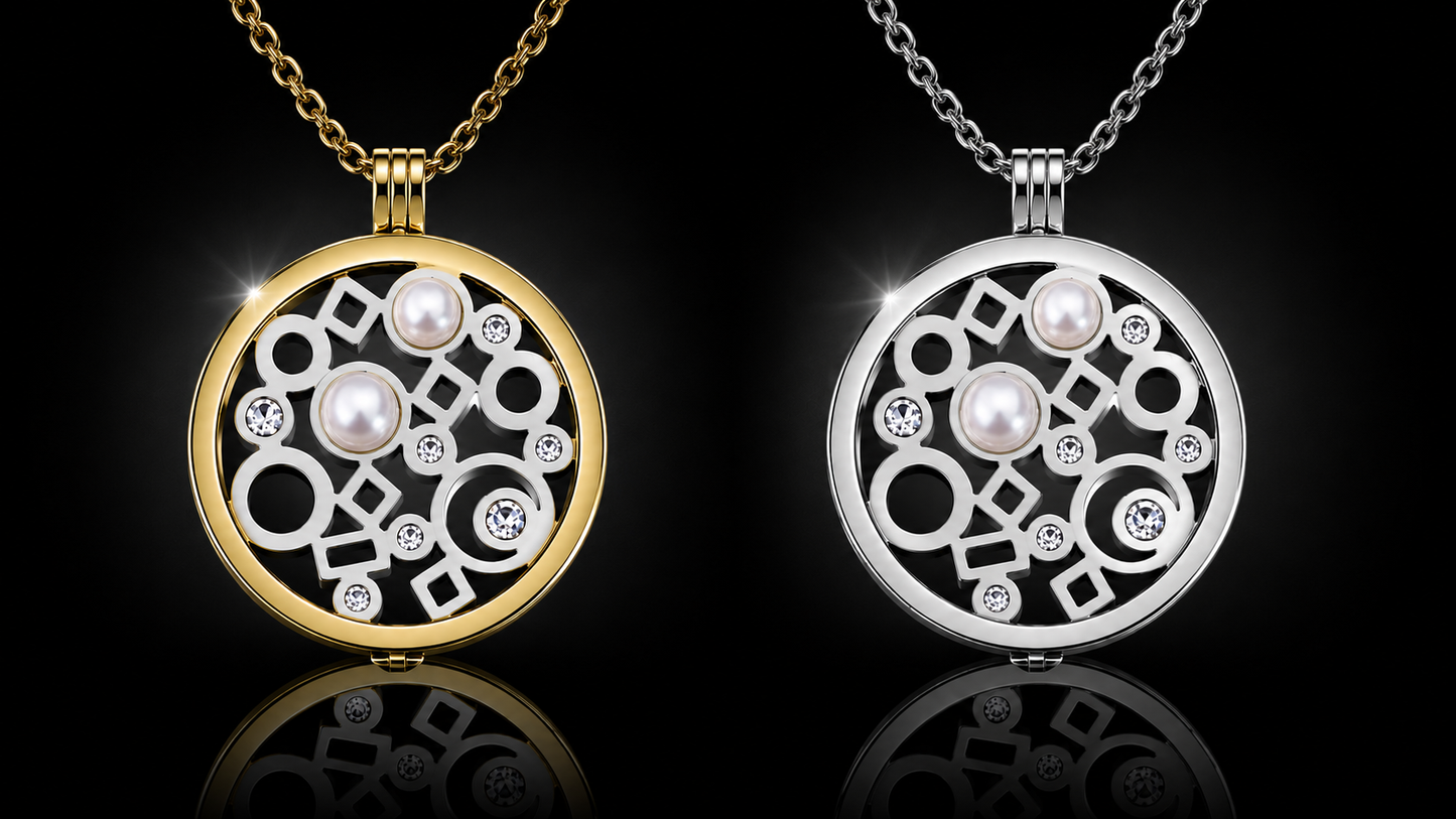 33 mm Pearl & Crystal Coin for the SWTL Interchangeable Jewelry Collection