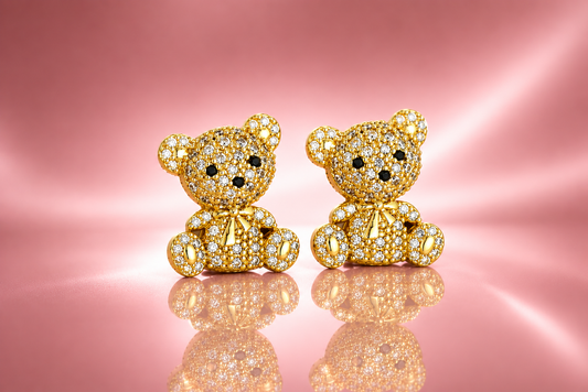 Golden Pave' Teddy Bear Studs