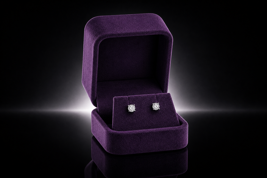 925 Rhodium Finished Sterling Silver 4 Prong Basket Set 1 ctw. LG Diamond Stud Earrings