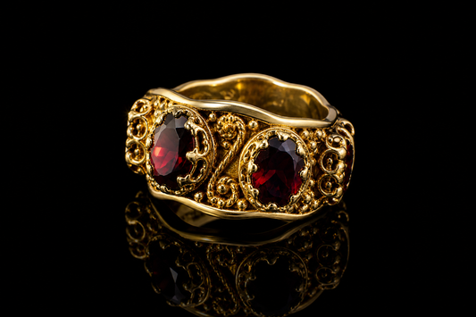18 kt. Yellow Gold Circa 1900’s Genuine Mozambique Garnet Vintage Ring