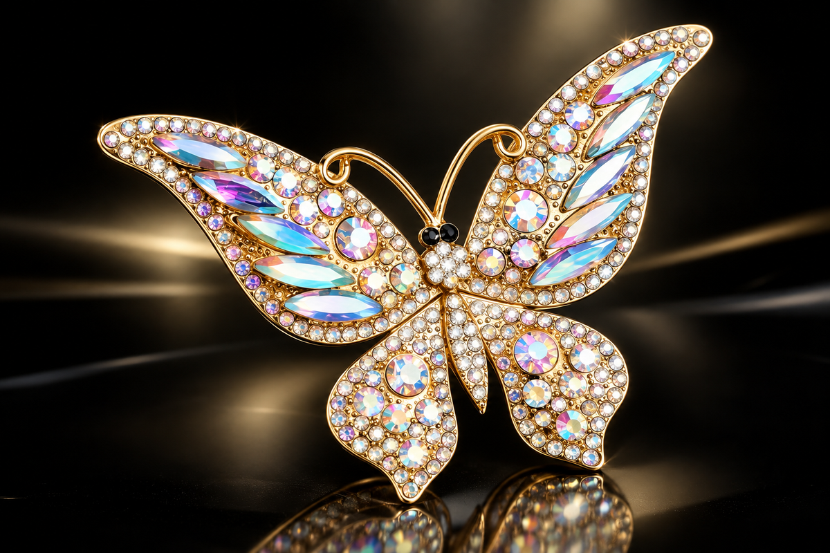 50mm Genuine Swarovski Crystal Pave' Butterfly Brooch