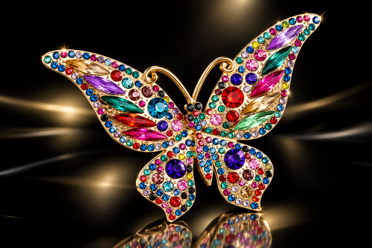 50mm Genuine Swarovski Crystal Pave' Butterfly Brooch