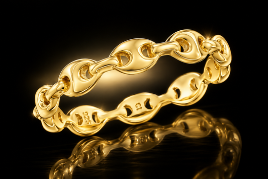 14K Yellow Gold Finished Sterling Silver 3.5mm Mariner Link Band