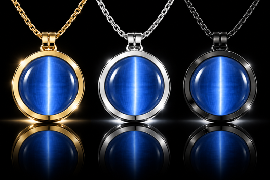 25mm Electric Blue Cat's Eye Coin for SWTL Interchangeable Pendant Collection