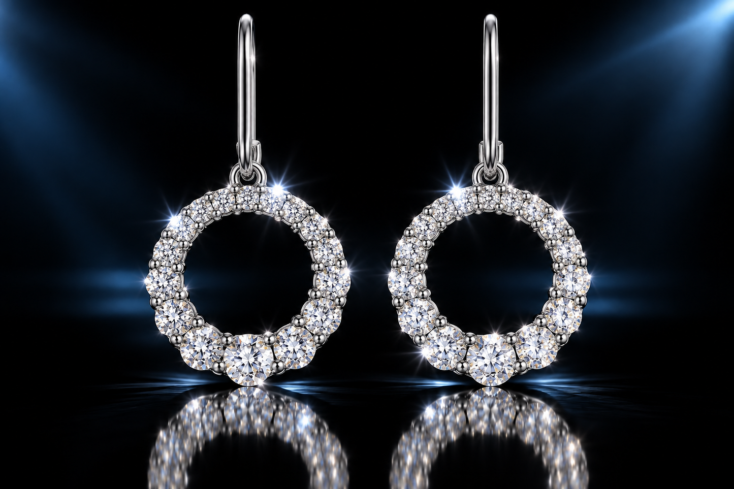 925 Sterling Silver 12mm Graduated Circle French Wire Earrings