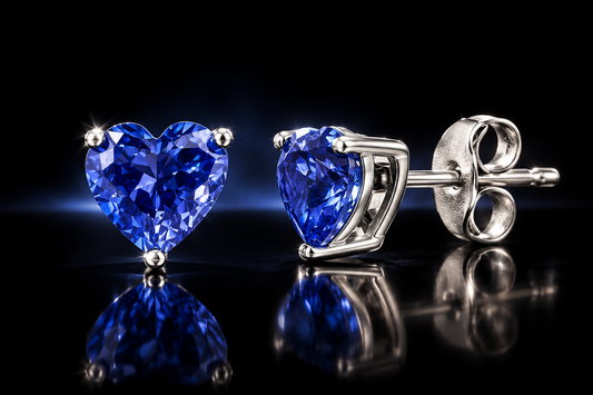 925 Sterling Silver 6mm Genuine Swarovski Crystal Heart Shape Stud Earrings