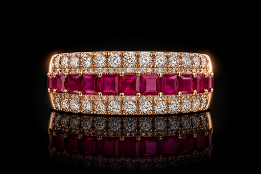 14 kt. Rose Gold 1.83 ctw. Genuine Ruby &amp; Diamond 5 Row Ring by EFFY