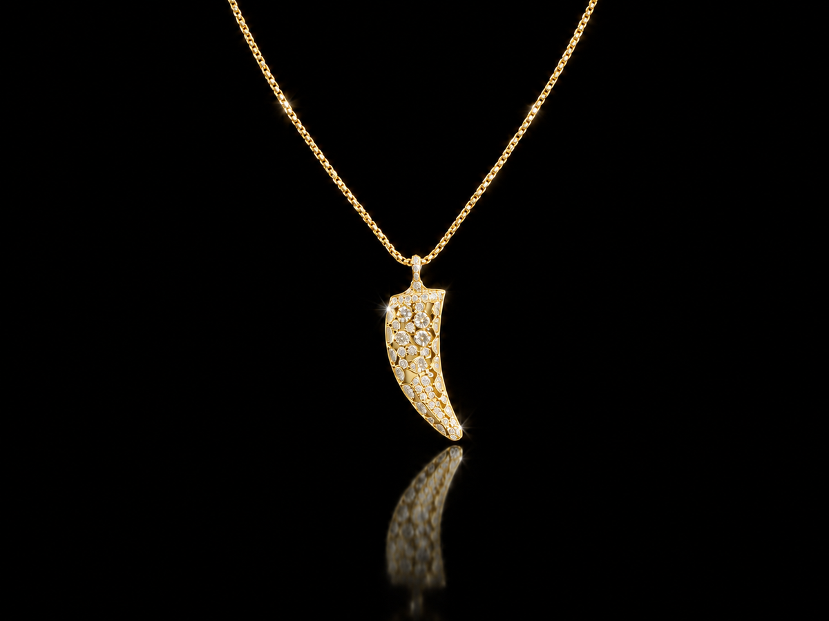 14kt/Rhodium Finished Stainless Steel 50mm Italian Horn Necklace, 18"+2"
