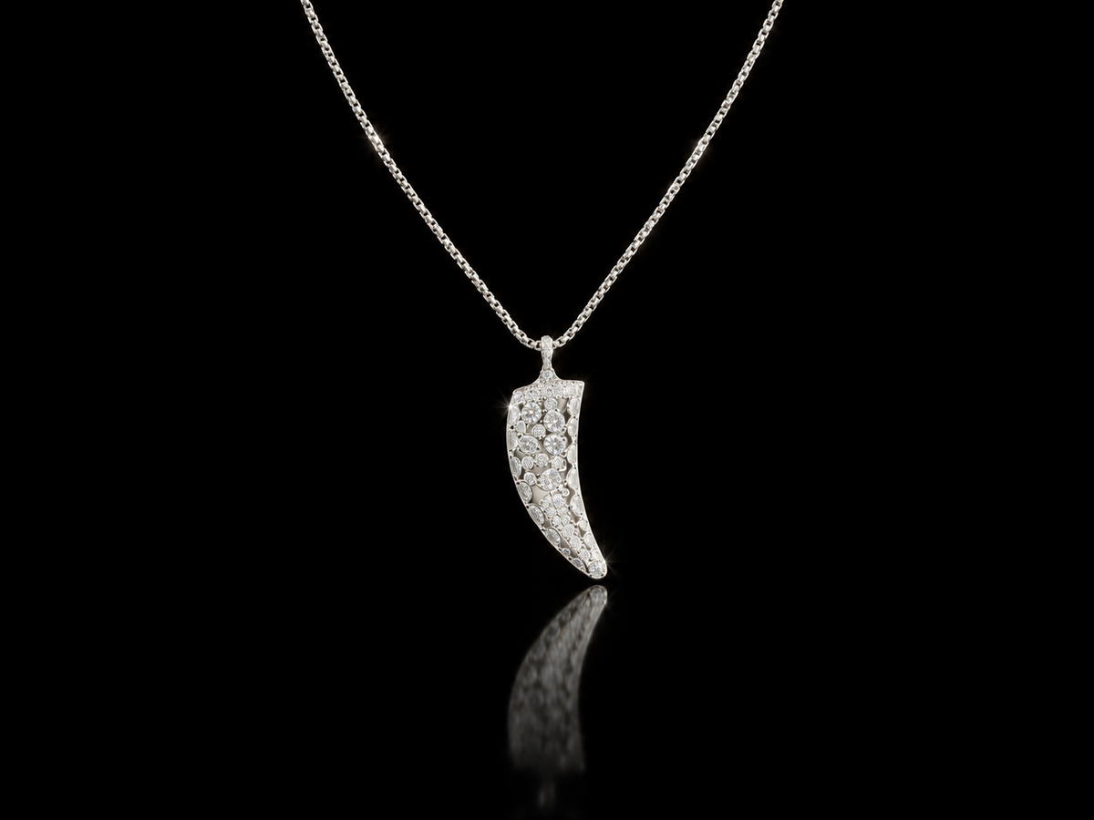 14kt/Rhodium Finished Stainless Steel 50mm Italian Horn Necklace, 18"+2"