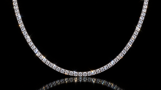 925 Triple Rhodium 27.50 CTW VVS-D Genuine Moissanite Tennis Necklace, 18"